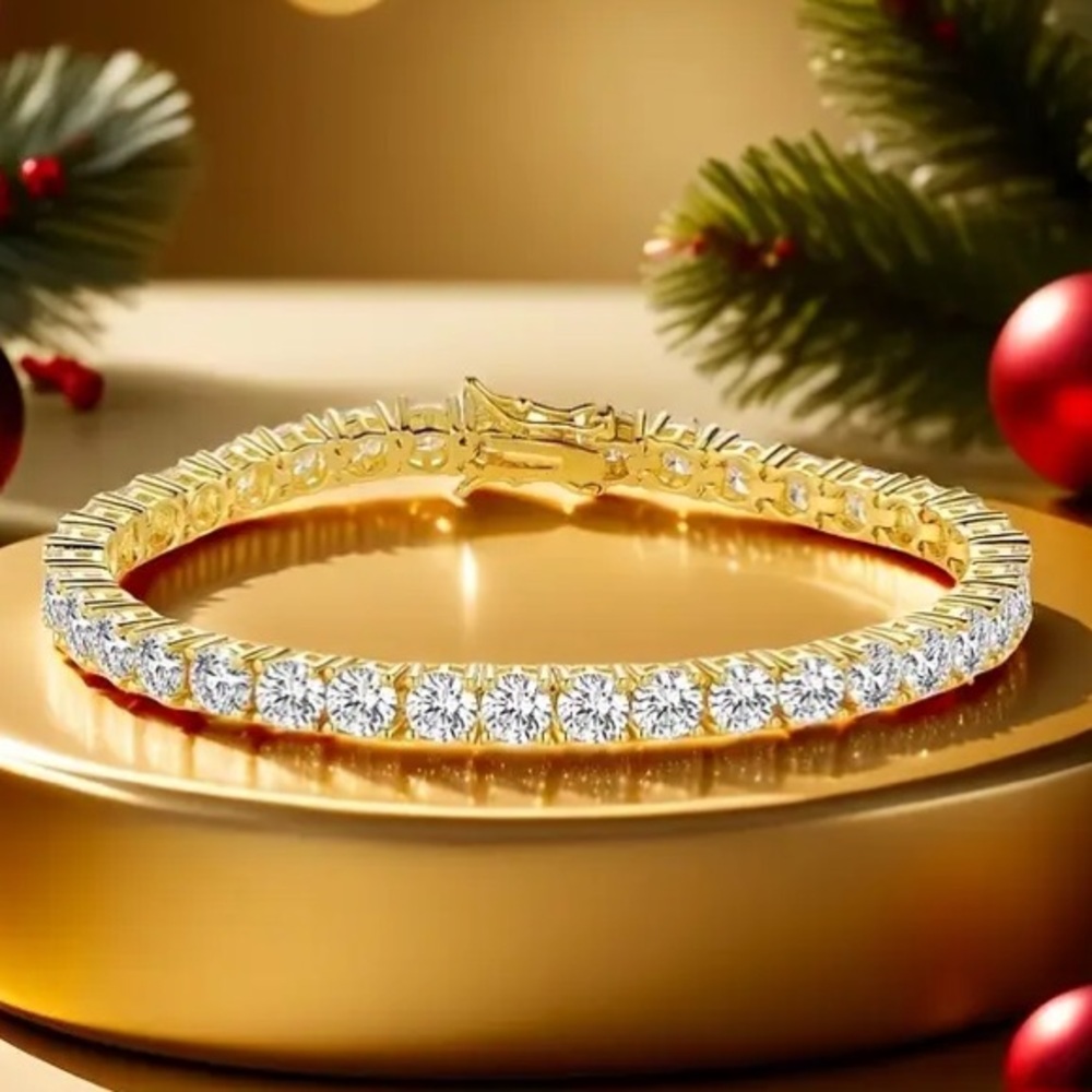 🥳 18K GOLD PLATED TENNIS BRACELET SIZE 8.5